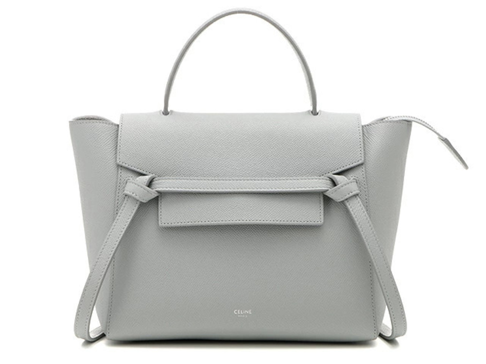 Celine Grained Calfskin Belt Bag calfskin front flap knotted belt Gray